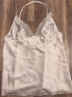 Victoria's Secret White Satin Lace Trim Slip